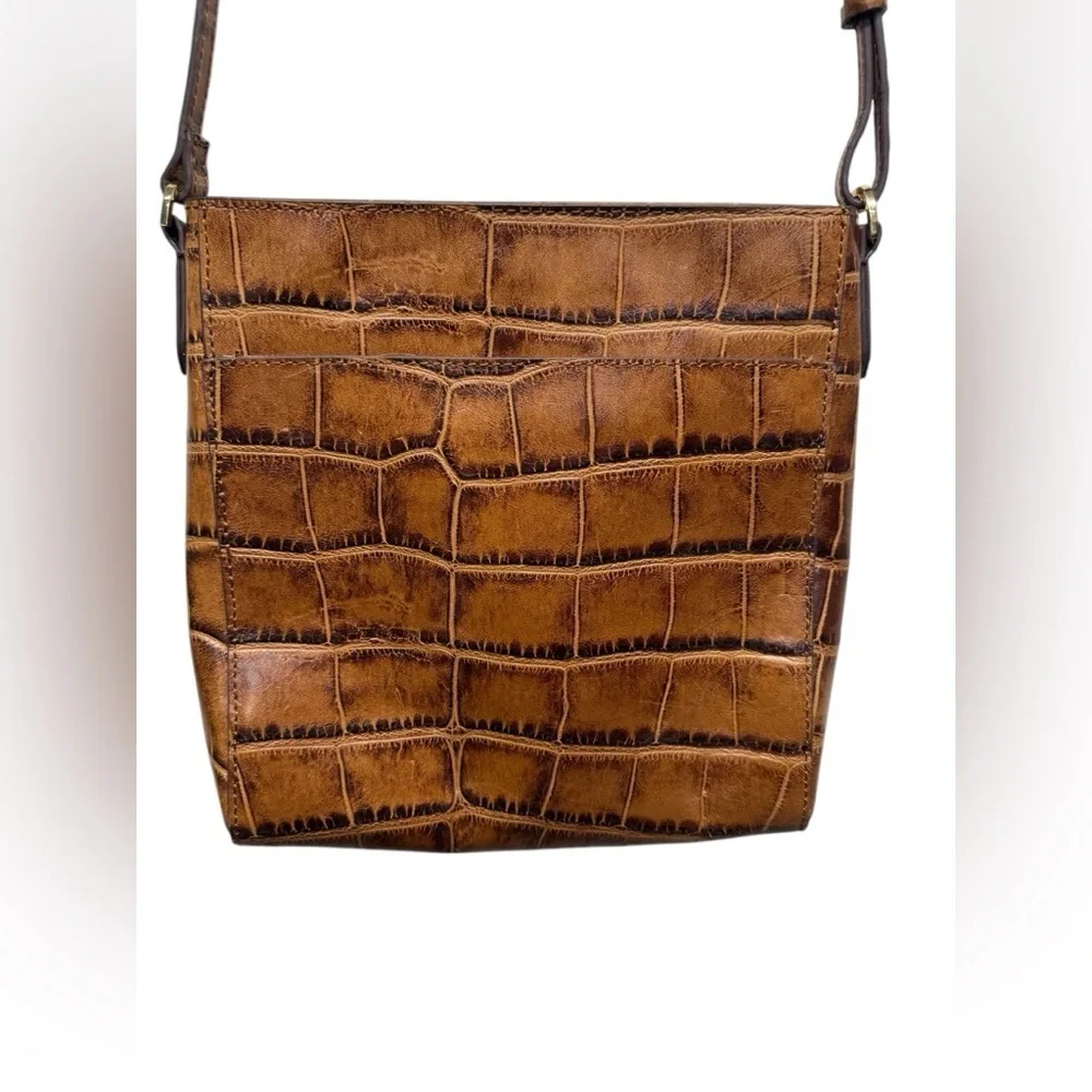NWOT G.l.L.I. Croco Brown Leather North/ South Andria Crossbody